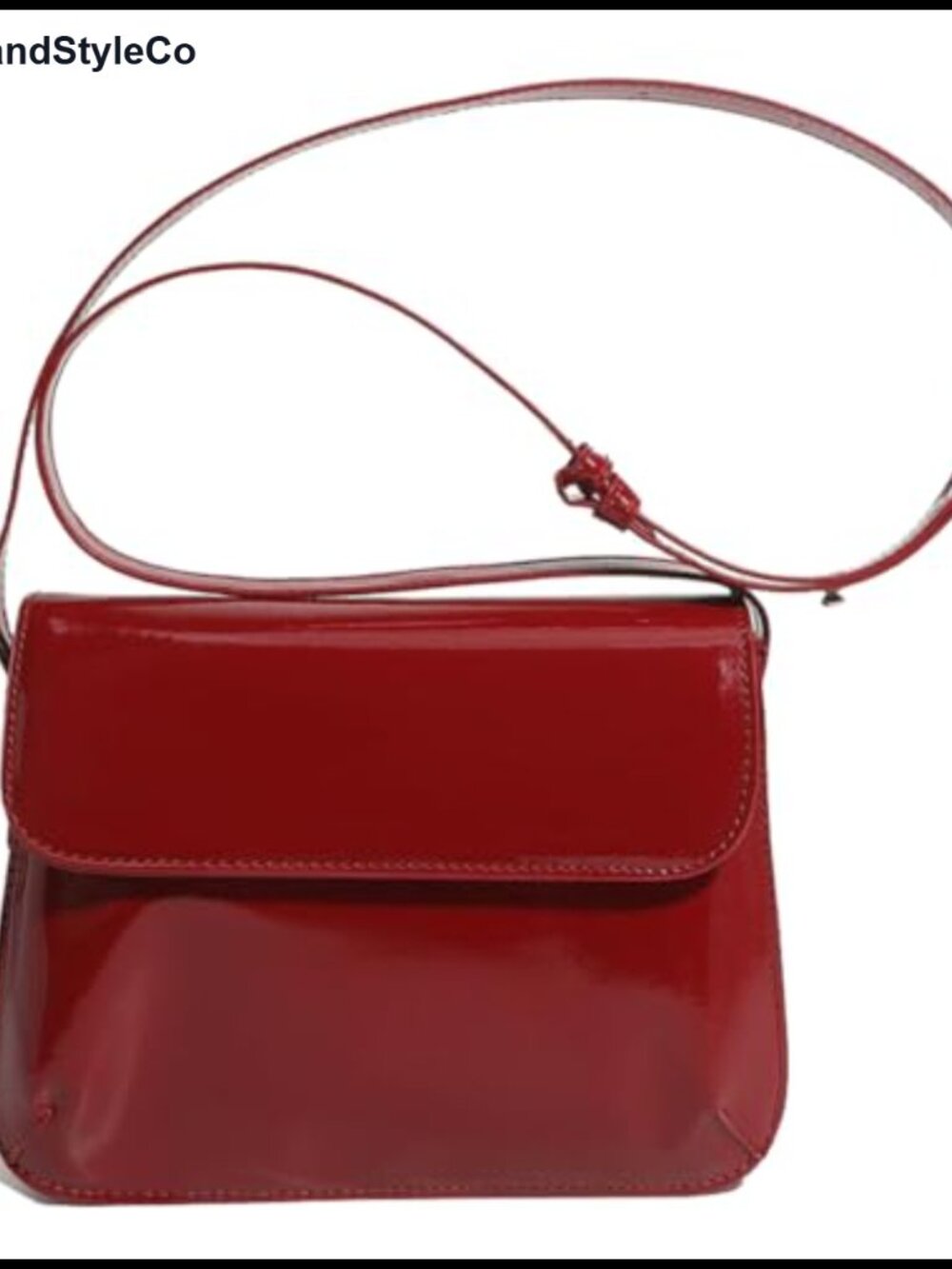 Patent Vegan Leather Evening Clutch Purse - Top Handle, Shoulder Strap -